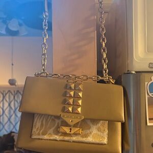Michael Kors Gold Pyramid-Stud Chain Shoulder Bag